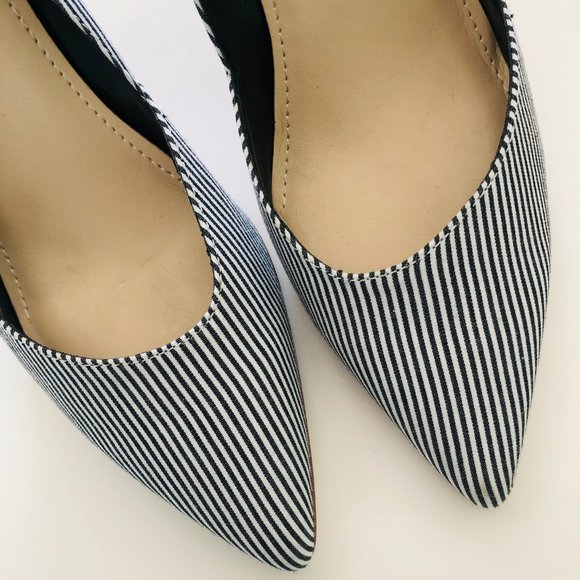 MARC FISHER Classic Black/White Stripe Heels EUC - Picture 5 of 9